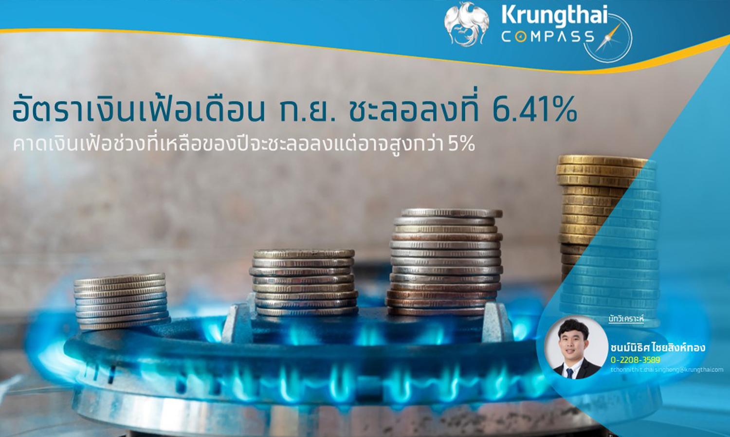 อัตราเงินเฟ้อเดือน ก.ย. ชะลอลงที่ 6.41% คาดเงินเฟ้อช่วงที่เหลือของปีจะชะลอลงแต่อาจสูงกว่า 5%