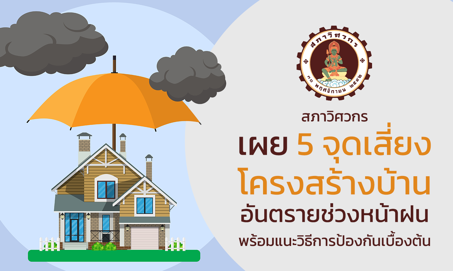 สภาวิศวกร เผย 5 จุดเสี่ยง โครงสร้างบ้านอันตรายช่วงหน้าฝน  พร้อมแนะวิธีการป้องกันเบื้องต้น