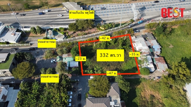 ขาย ที่ดินเปล่า 332 ตร.วา ติดทางด่วน จตุโชติ ใกล้ Big Project ของแสนสิริ ซื้อเก็บก็คุ้ม ลงทุนก็ได้กำ