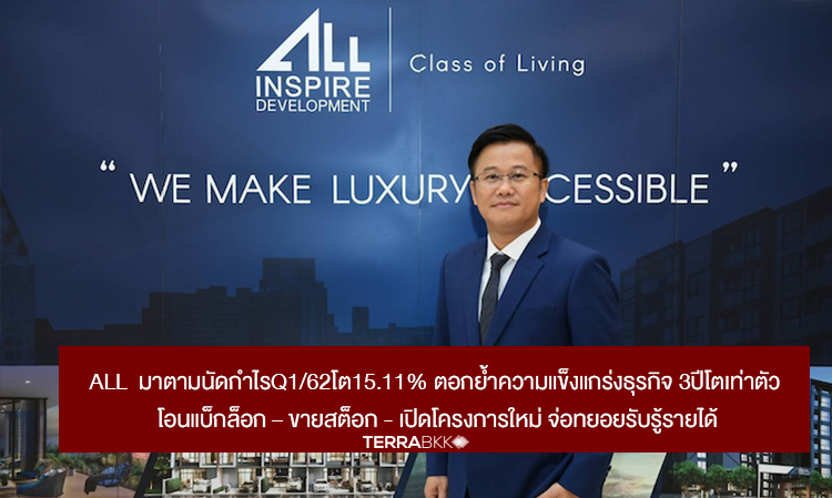 ALL Reports Q1/62 Profit Growth of 15.11%, Reinforcing Business Strength with Doubling Growth Over 3 Years, Backlog Transfers, Stock Sales, and New Projects Set to Generate Revenue