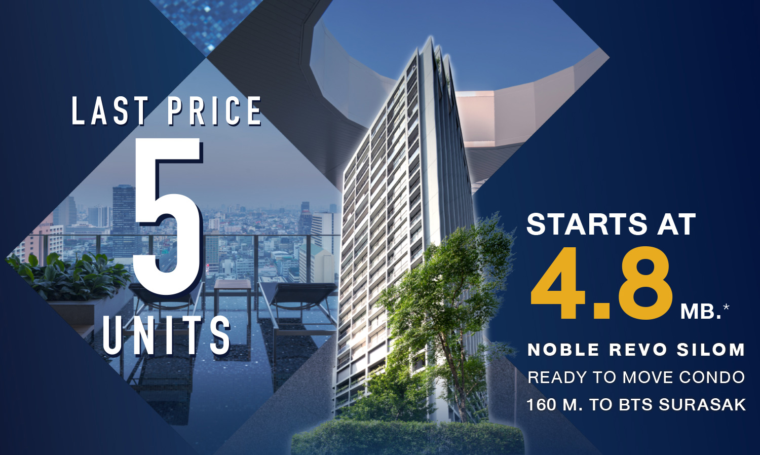 Noble Revo Silom Launches 'LAST PRICE 5 UNITS' Campaign Starting at Just 4.8 Million*