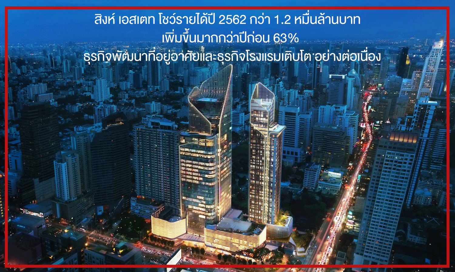 Singha Estate Reports 2019 Revenue of Over 12 Billion Baht, Up 63% from Last Year, with Continuous Growth in Residential Development and Hotel Business