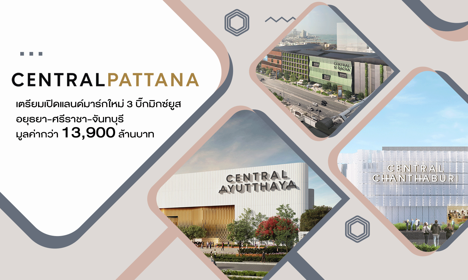 Central Pattana Prepares to Open New Landmark: 3 Major Mixed-Use Projects in Ayutthaya, Si Racha, and Chanthaburi Worth Over 13.9 Billion Baht - Grand Opening by Year-End 2021 to Mid-2022