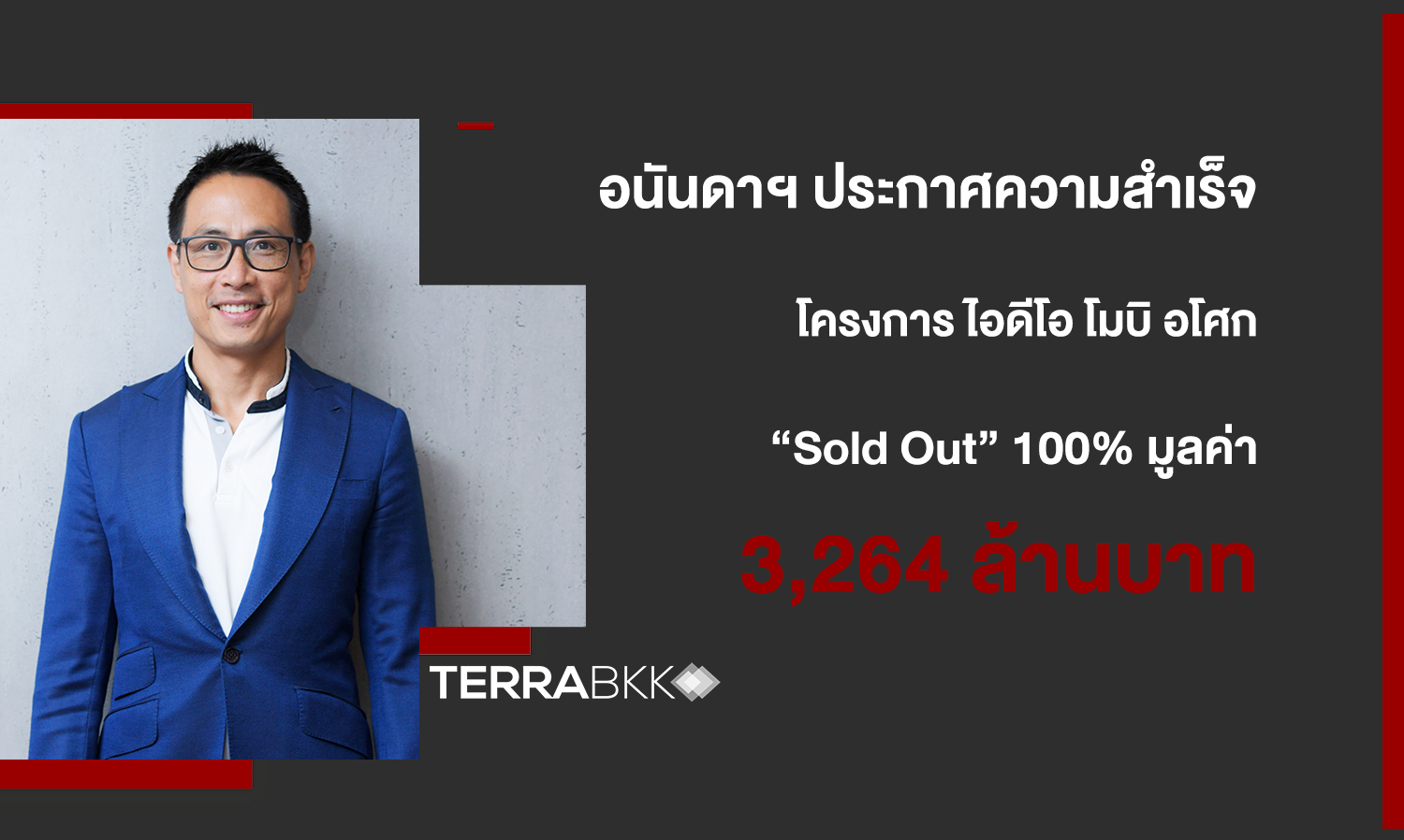 Ananda Announces Success of Ideo Mobi Asoke Project, 100% Sold Out, Valued at 3.264 Billion Baht, Indicating Continuous Growth in the Condo Market Near BTS