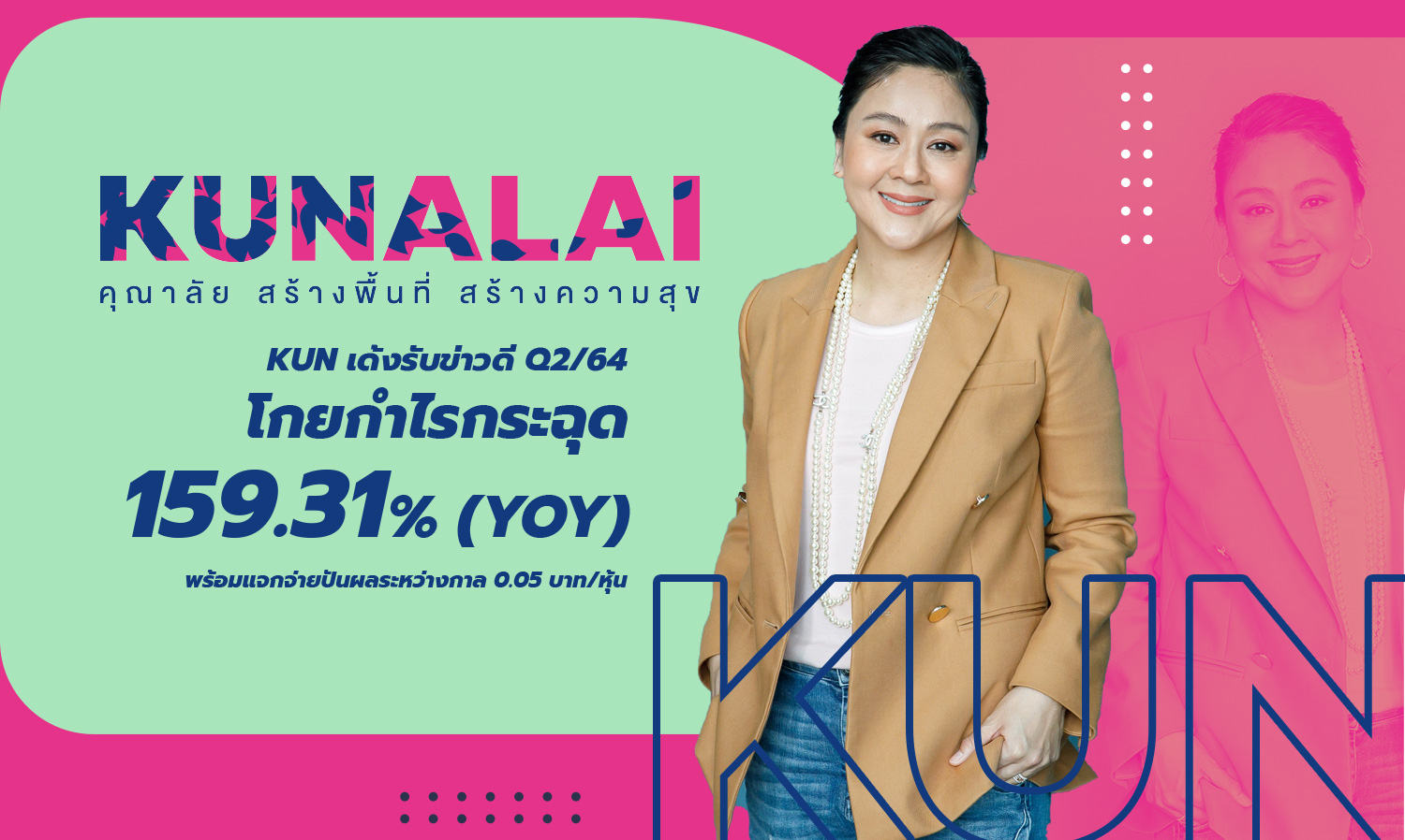 KUN Responds to Good News Q2/2021 with a Profit Surge of 159.31% (YoY) and Interim Dividend of 0.05 Baht/Share, Plans to Build a New Kingdom, Kunalai Navarra