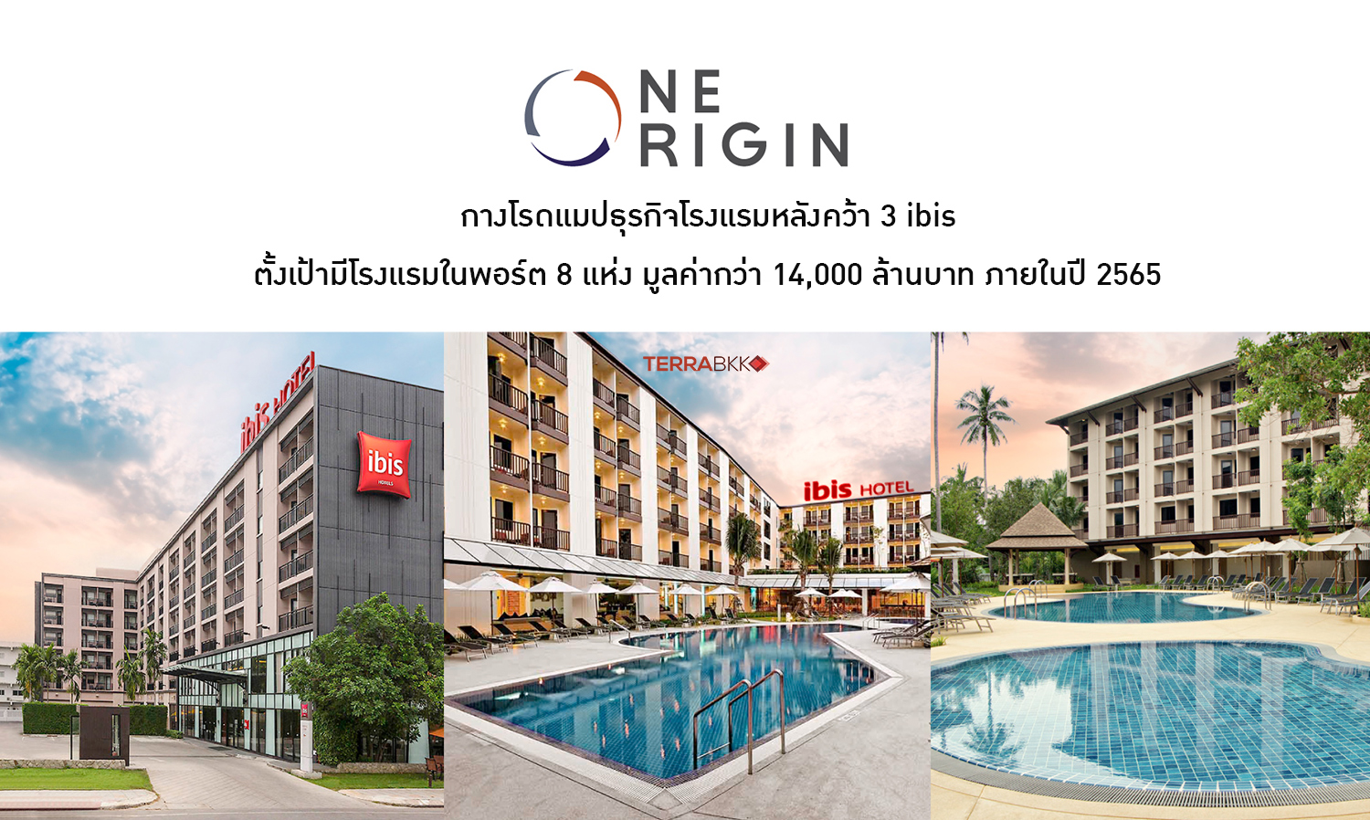 “วัน ออริจิ้น” กางโรดแมปธุรกิจโรงแรมหลังคว้า 3 ibis ตั้งเป้ามีโรงแรมในพอร์ต 8 แห่ง มูลค่ากว่า 14,000 ล้านบาท 