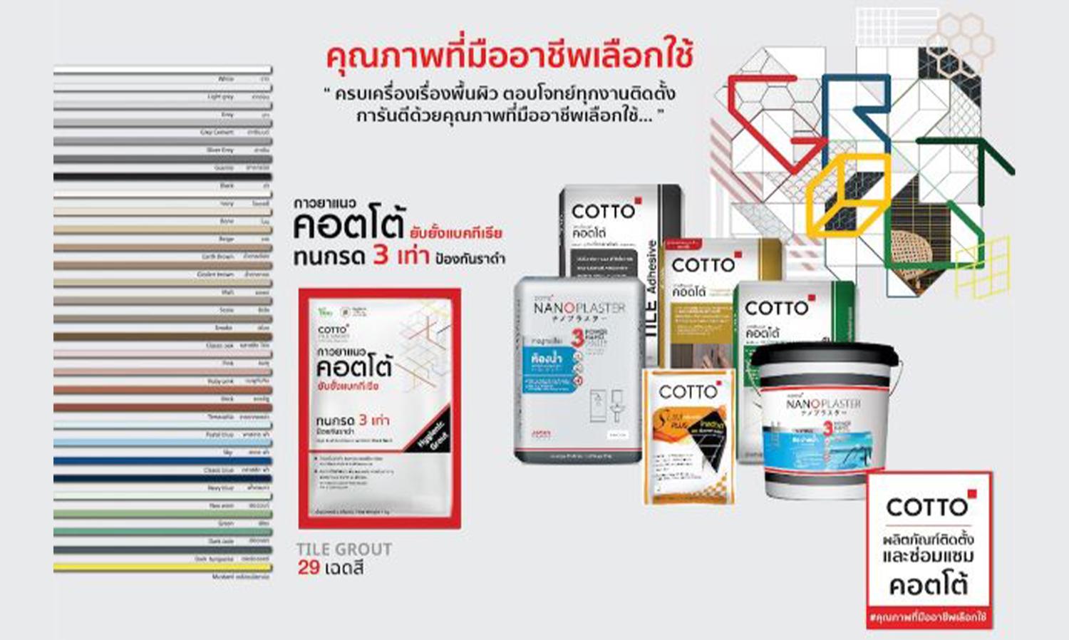 จับคู่กาวซีเมนต์และกาวยาแนวกับกระ-