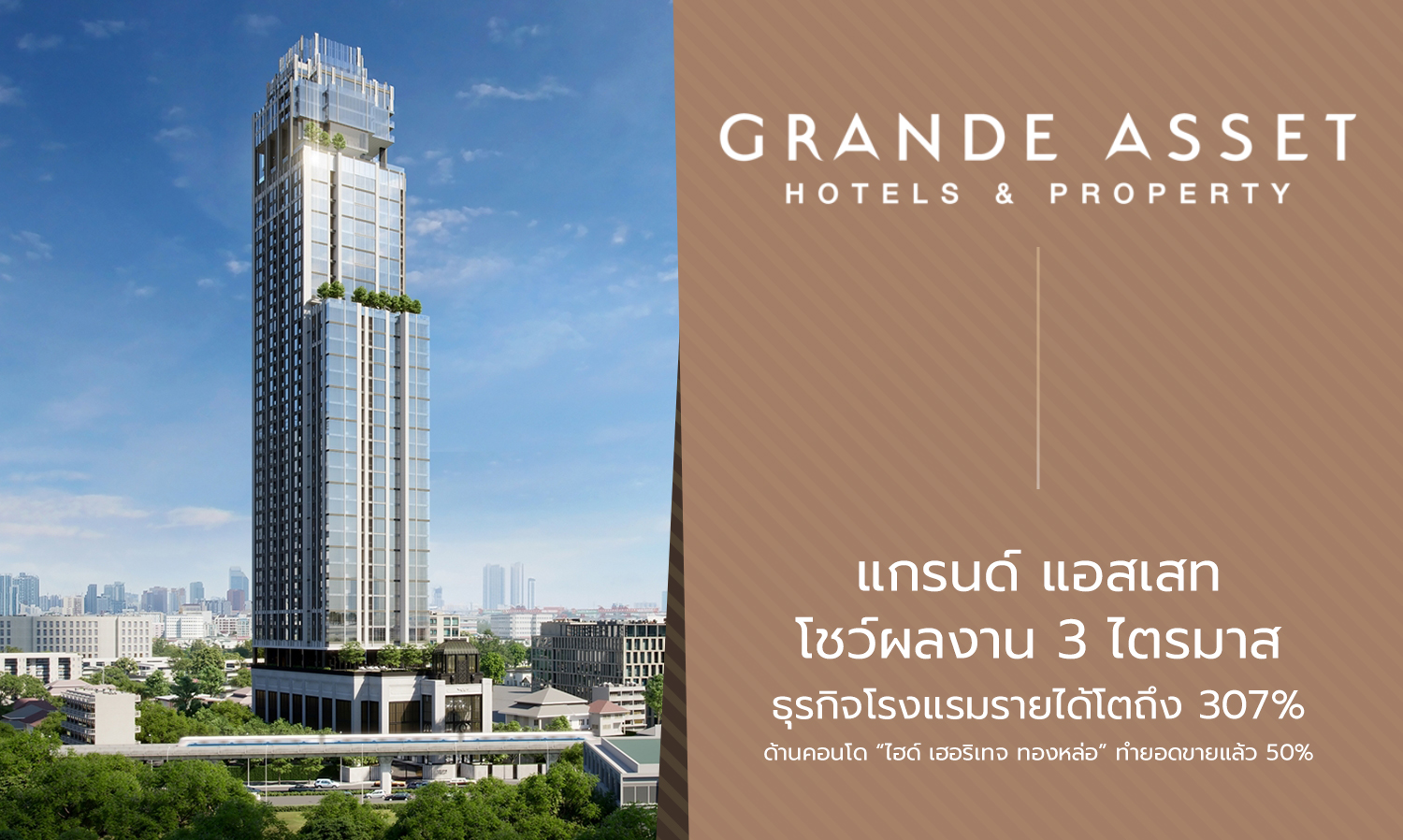 Grand Asset Reports 3 Quarters of Success: Hotel Business Revenue Grows by 307%, Hyde Heritage Thonglor Sales Reach 50%