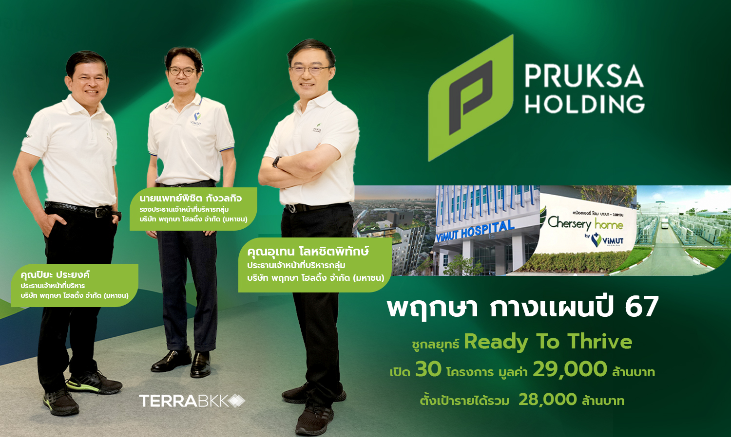Pruksa Unveils 2024 Plan with 'Ready To Thrive' Strategy, Launching 30 Projects Worth 29 Billion Baht, Targeting Total Revenue of 28 Billion Baht