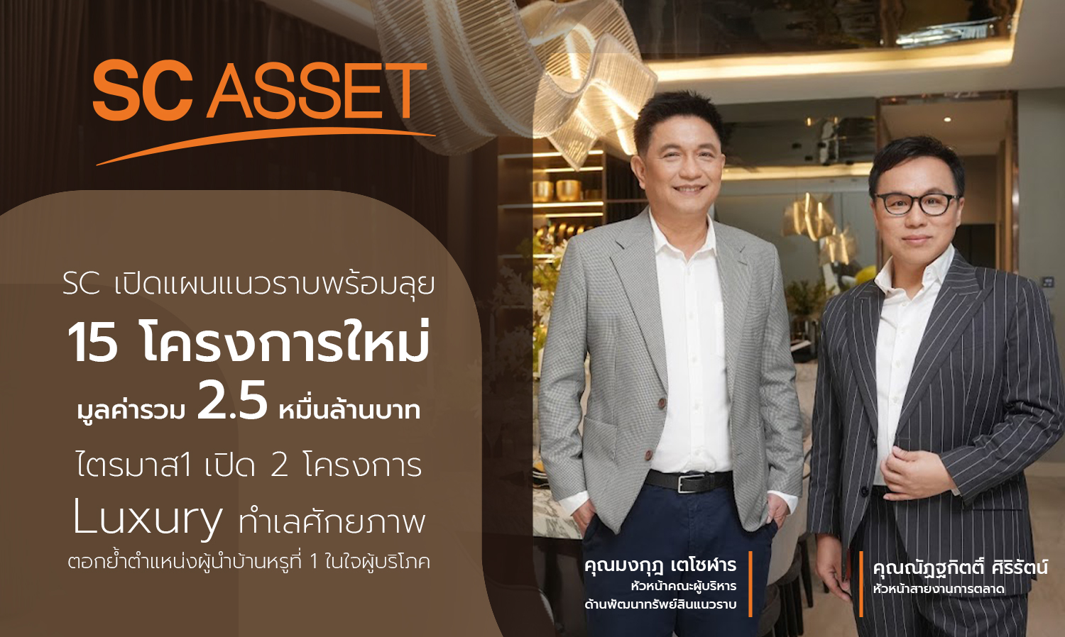 SC Unveils Plans for 15 New Projects Worth 25 Billion Baht, Launching 2 Luxury Projects in Q1 to Reinforce Its Position as the Leading Luxury Home Brand