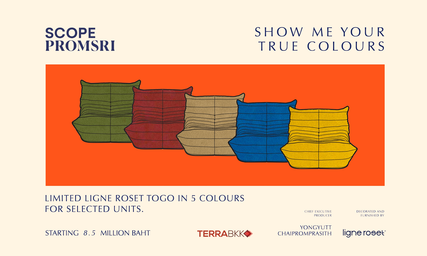 SCOPE Promsri Invites International Premium Customers to Reflect Their True Colors with a Free Togo Sofa Promotion