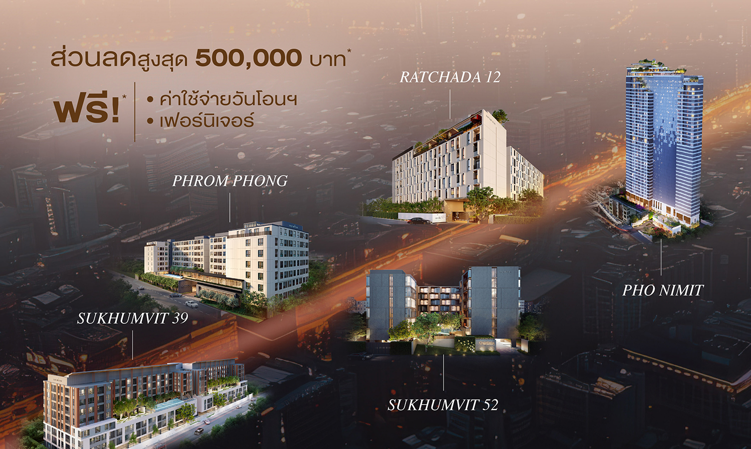 ESTAR Offers 500,000 Baht Discount on 5 Central City Condos with Monthly Payments of Only 3,000 Baht per Million