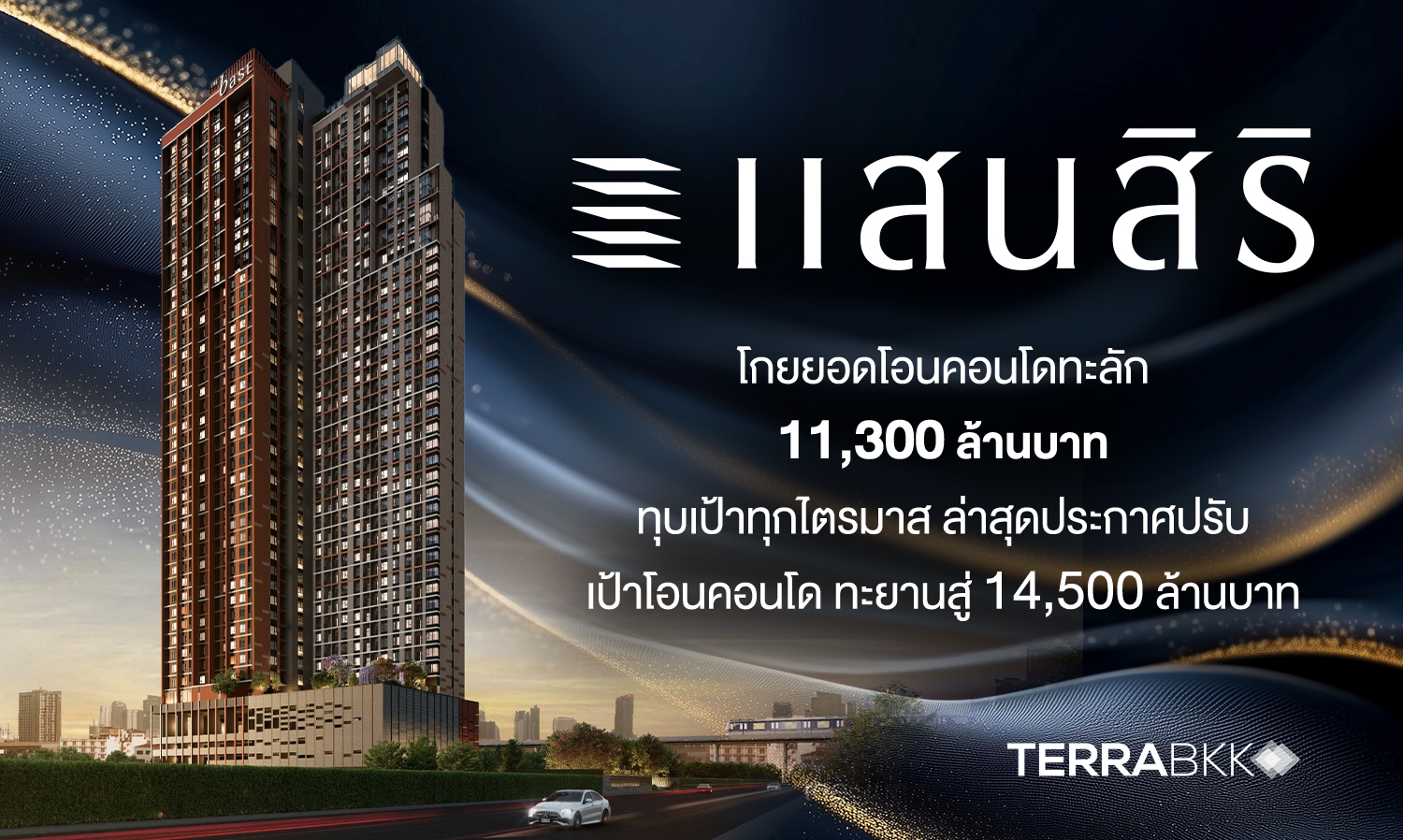 แสนสิริโกยยอดโอนคอนโดทะลัก 11,300 ล้านบาท ทุบเป้าทุกไตรมาส  ล่าสุดประกาศปรับเป้าโอนคอนโด ทะยานสู่ 14,500 ล้านบาท มั่นใจปี ’67 สร้างผลงานความสำเร็จทะลุเป้า